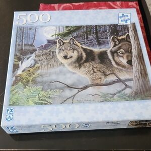 Schmid 500-Piece Wolves Puzzle — Gray & Blue Artwork